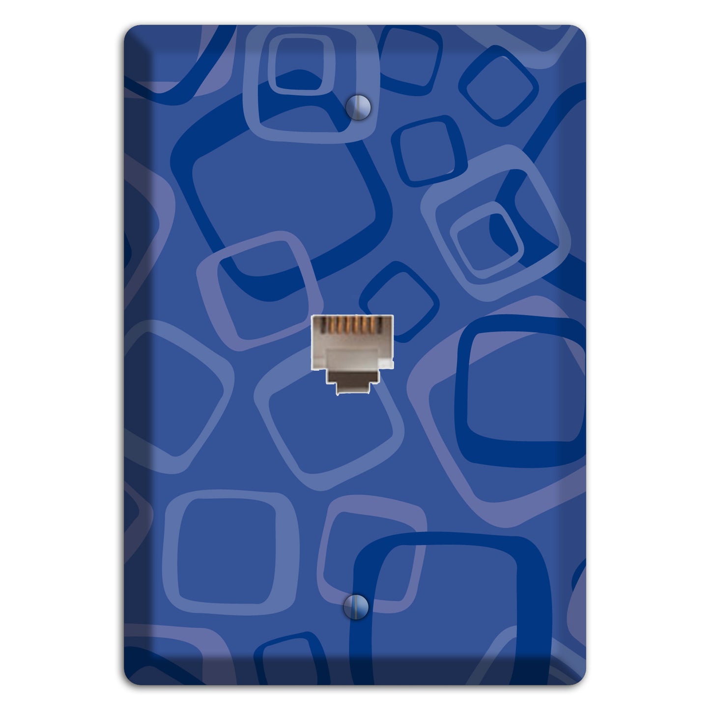 Multi Blue Random Retro Squares Phone Wallplate