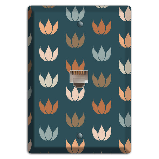 Teal Lotus Print Phone Wallplate