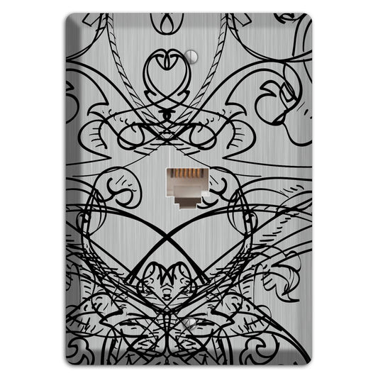 Black Deco Sketch  Stainless Phone Wallplate