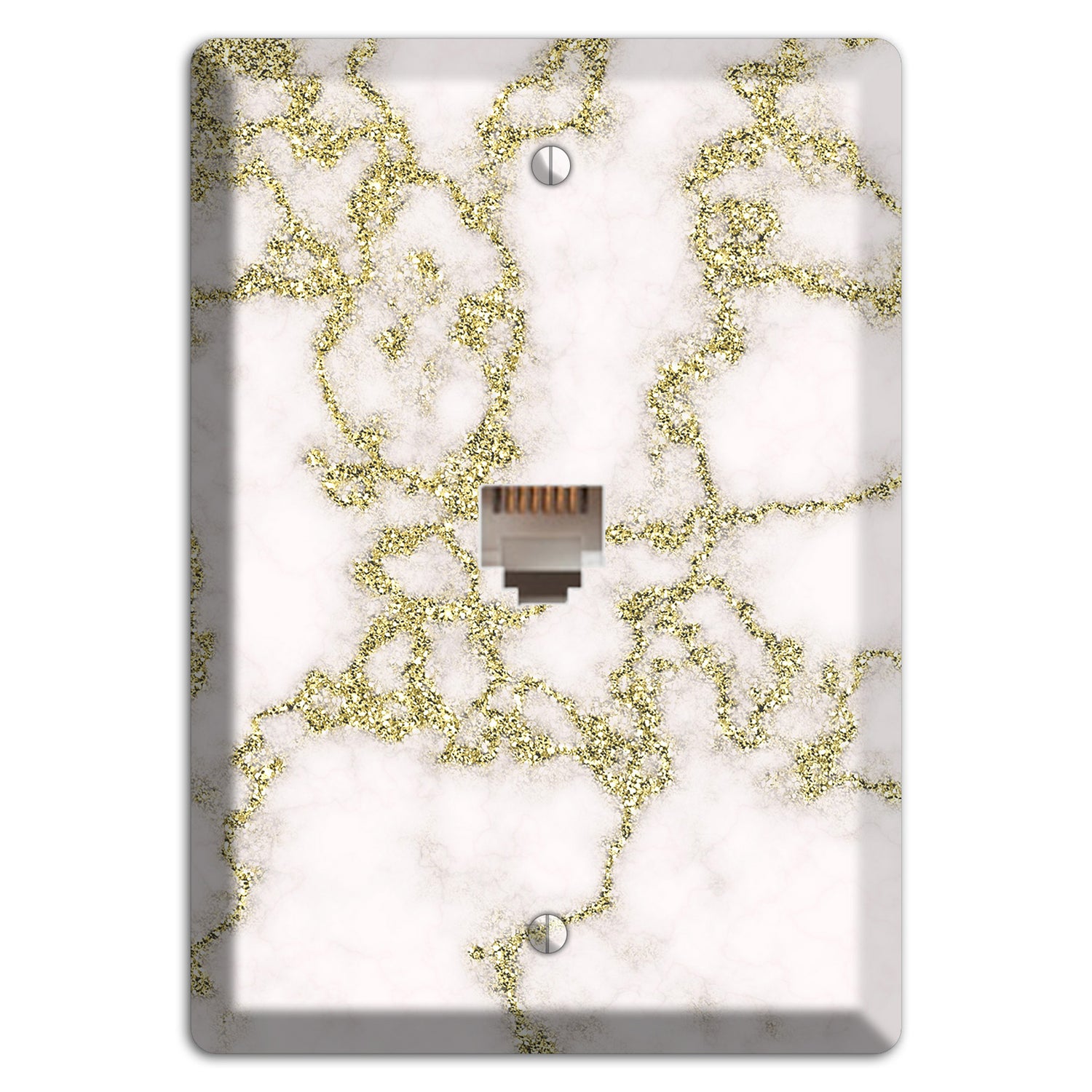 White and Gold Marble Shatter Phone Wallplate