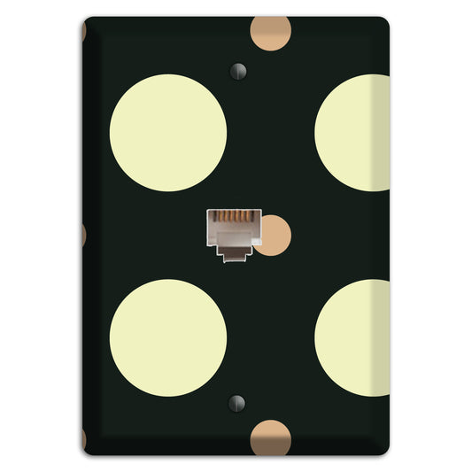 Black with Yellow and Mauve Multi Medium Polka Dots Phone Wallplate