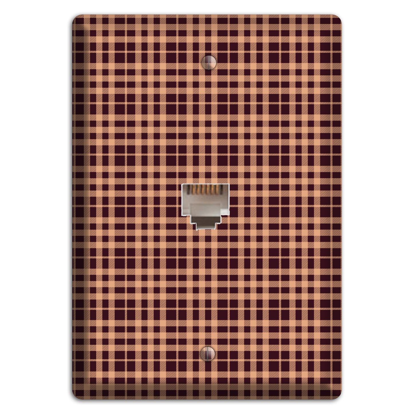 Beige and Black Plaid Phone Wallplate