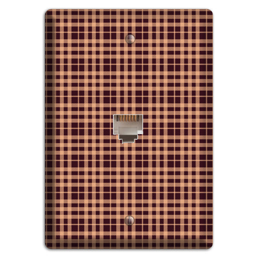 Beige and Black Plaid Phone Wallplate