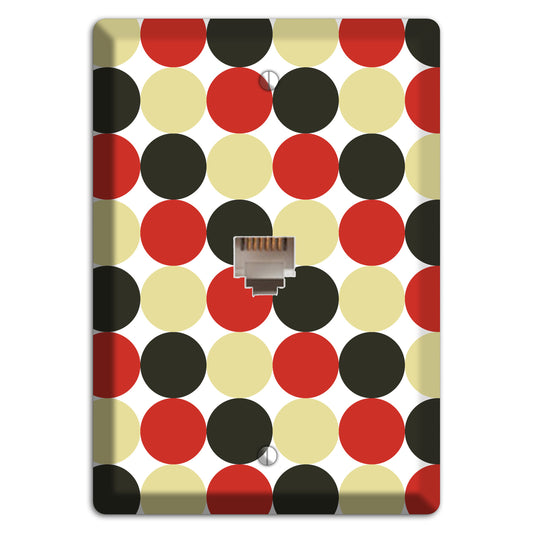 Beige Red Black Tiled Dots Phone Wallplate