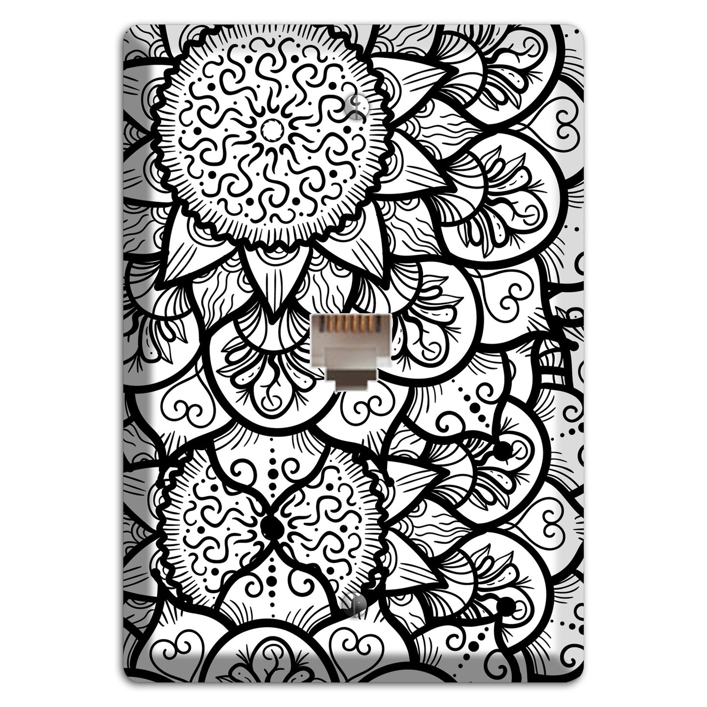 Mandala Black and White Style W Cover Plates Phone Wallplate