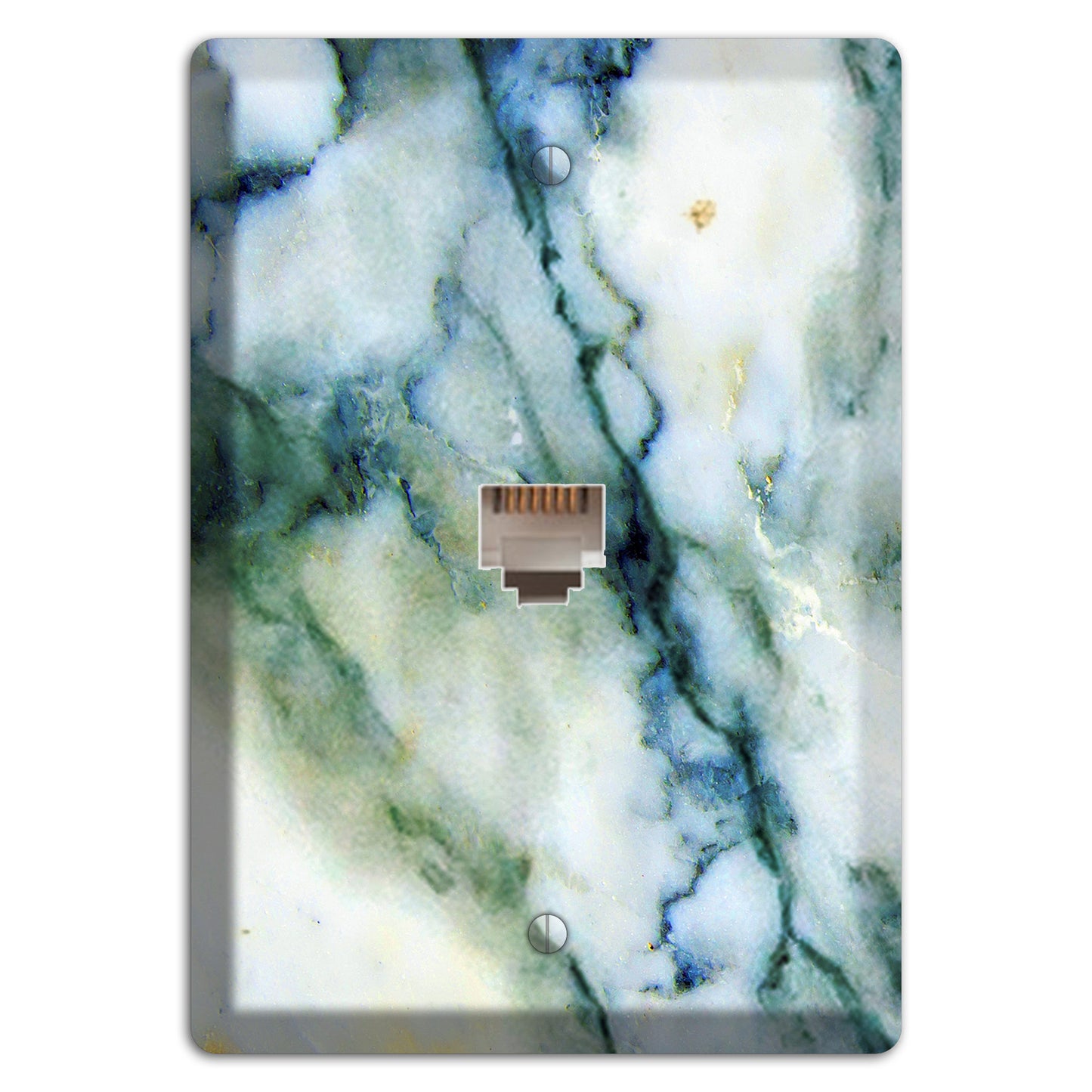 White, Green and Blue Marble Phone Wallplate