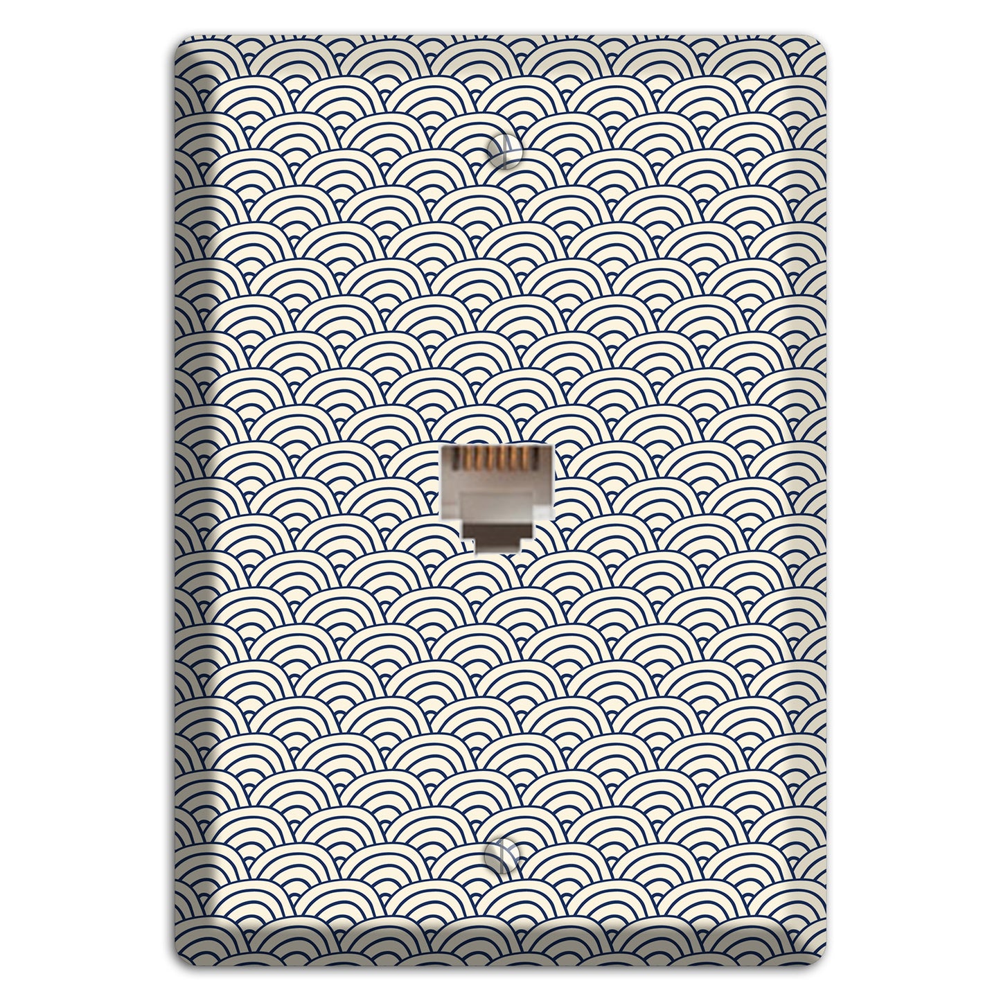 Beige Scallop Print Phone Wallplate