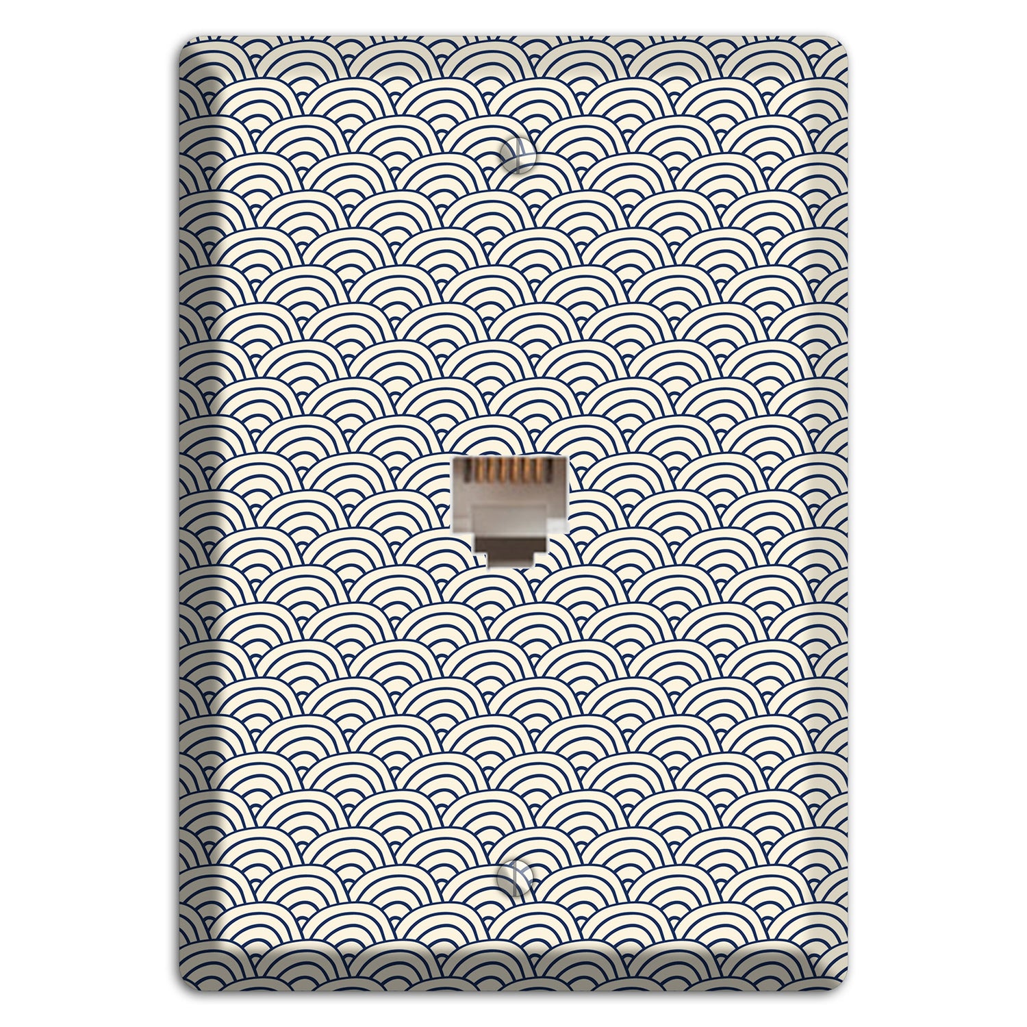 Beige Scallop Print Phone Wallplate