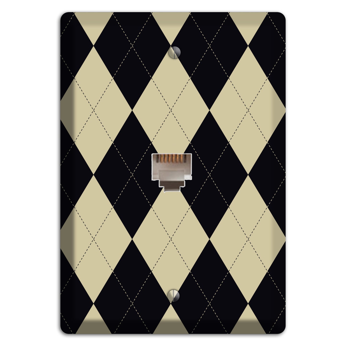 Tan and Black Argyle Phone Wallplate