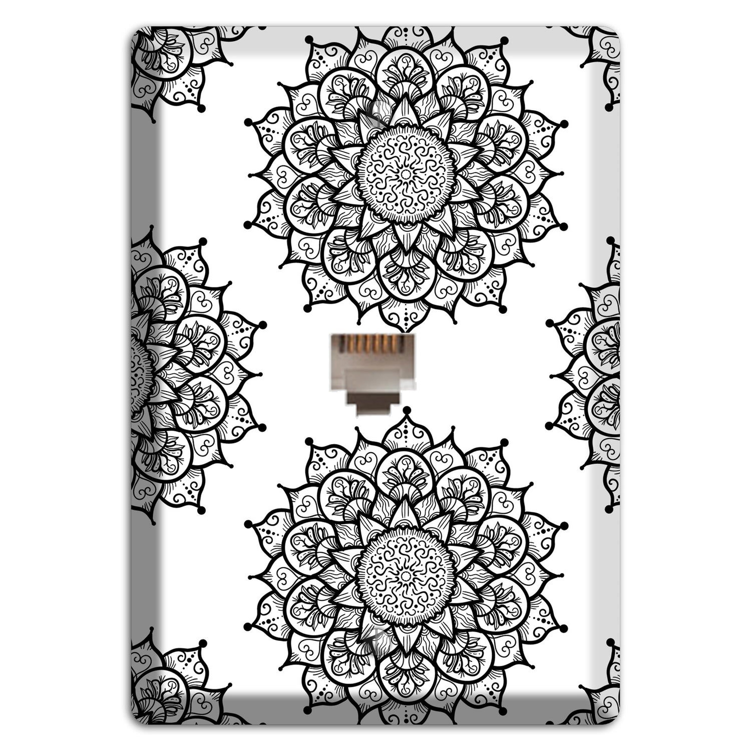 Mandala Black and White Style S Cover Plates Phone Wallplate