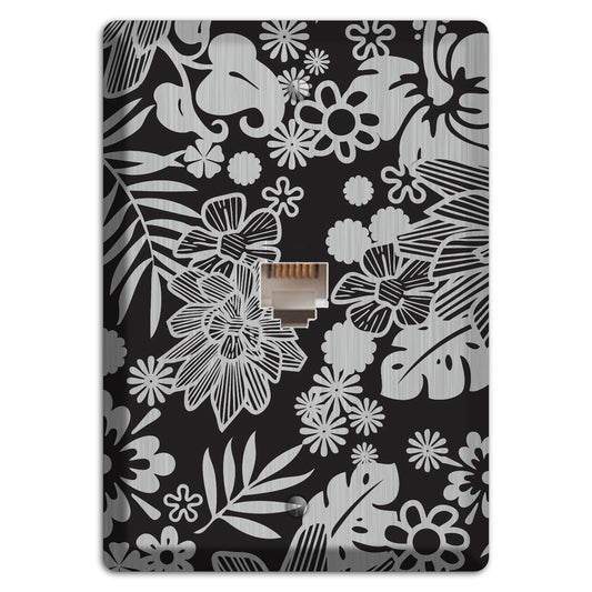 Black with Stainless Tropical Phone Wallplate