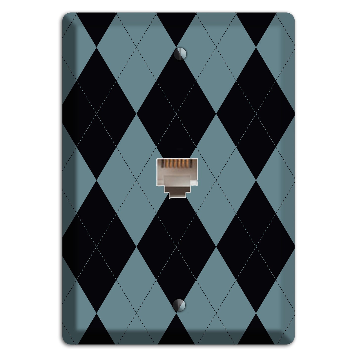 Blue and Black Argyle Phone Wallplate