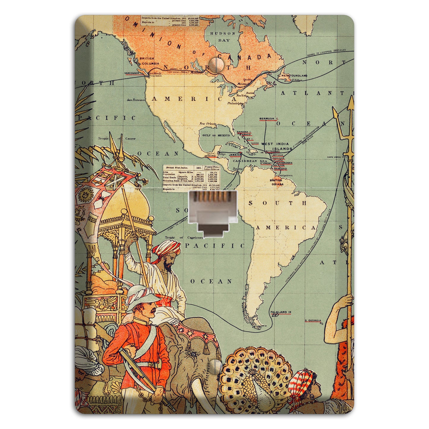 Map of Americas Phone Wallplate