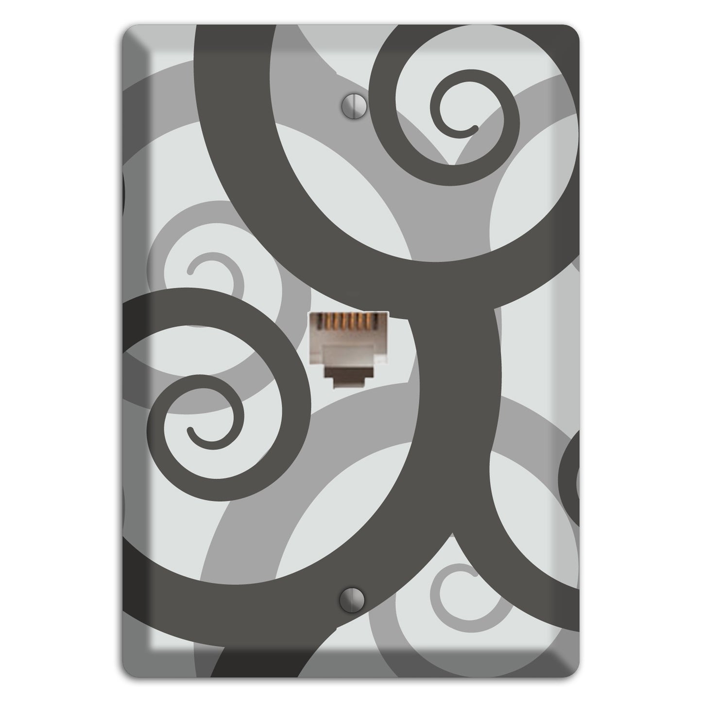 Grey with Black Large Swirl Phone Wallplate