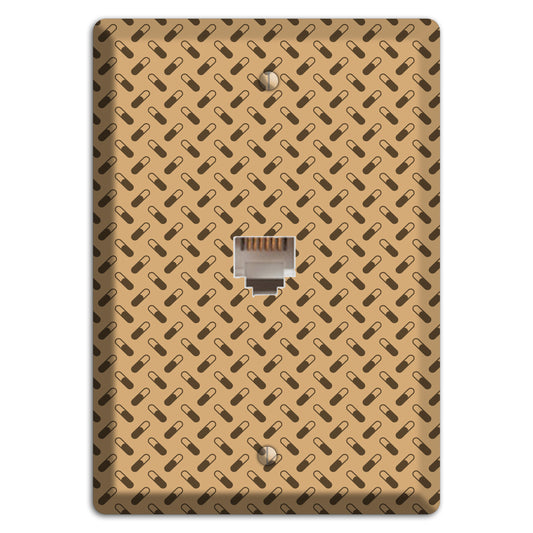 Beige with Brown Motif Phone Wallplate