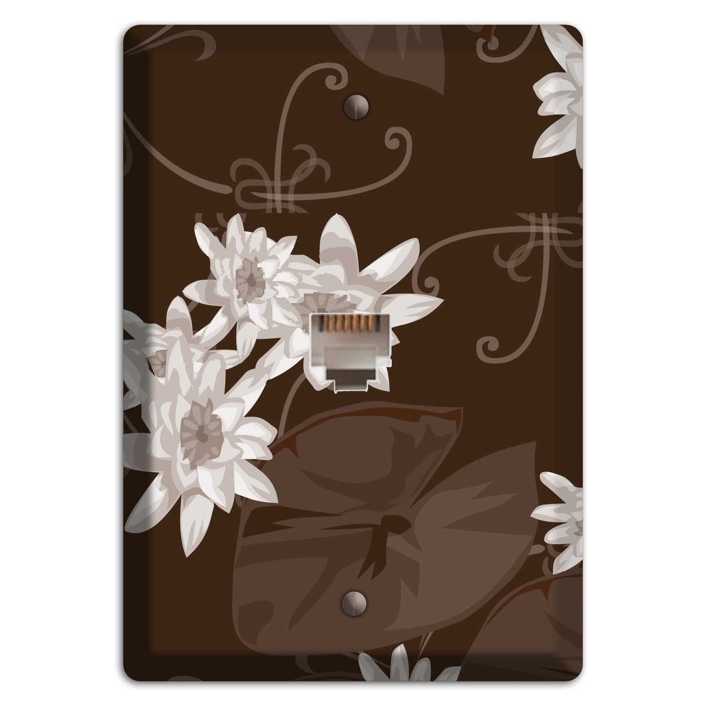 Brown with White Blooms Phone Wallplate