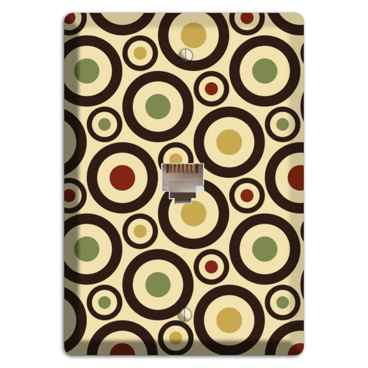 Beige with Olive Mustard Maroon Retro Bullseye Phone Wallplate