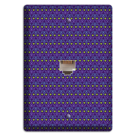 Purple Blue and Green Geometric Hearts Phone Wallplate