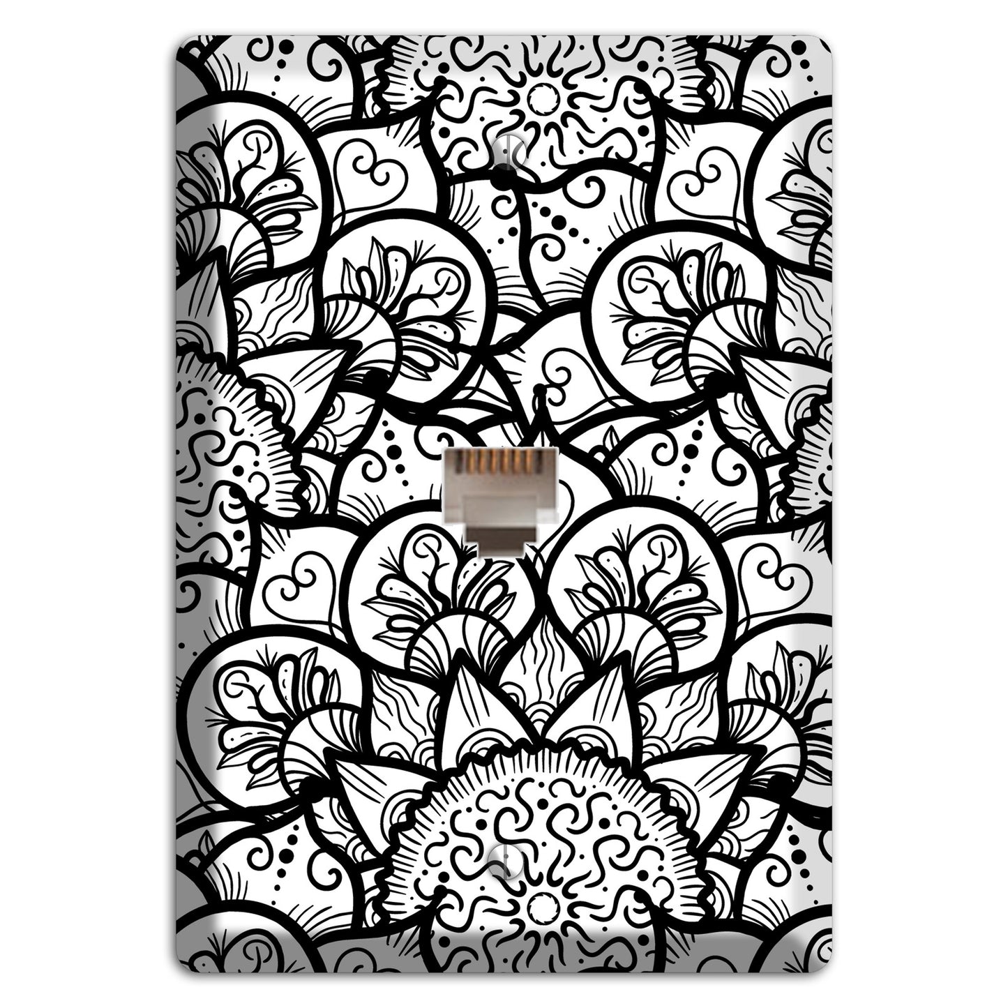 Mandala Black and White Style N Cover Plates Phone Wallplate