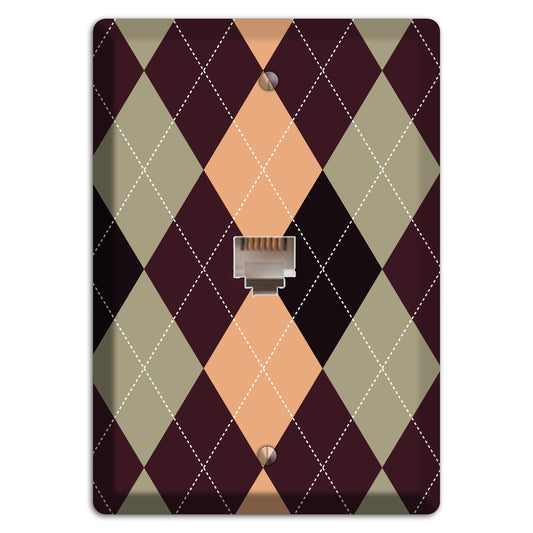 Beige and Brown Argyle Phone Wallplate