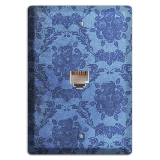 Polo Blue Vintage Rose Damask Phone Wallplate