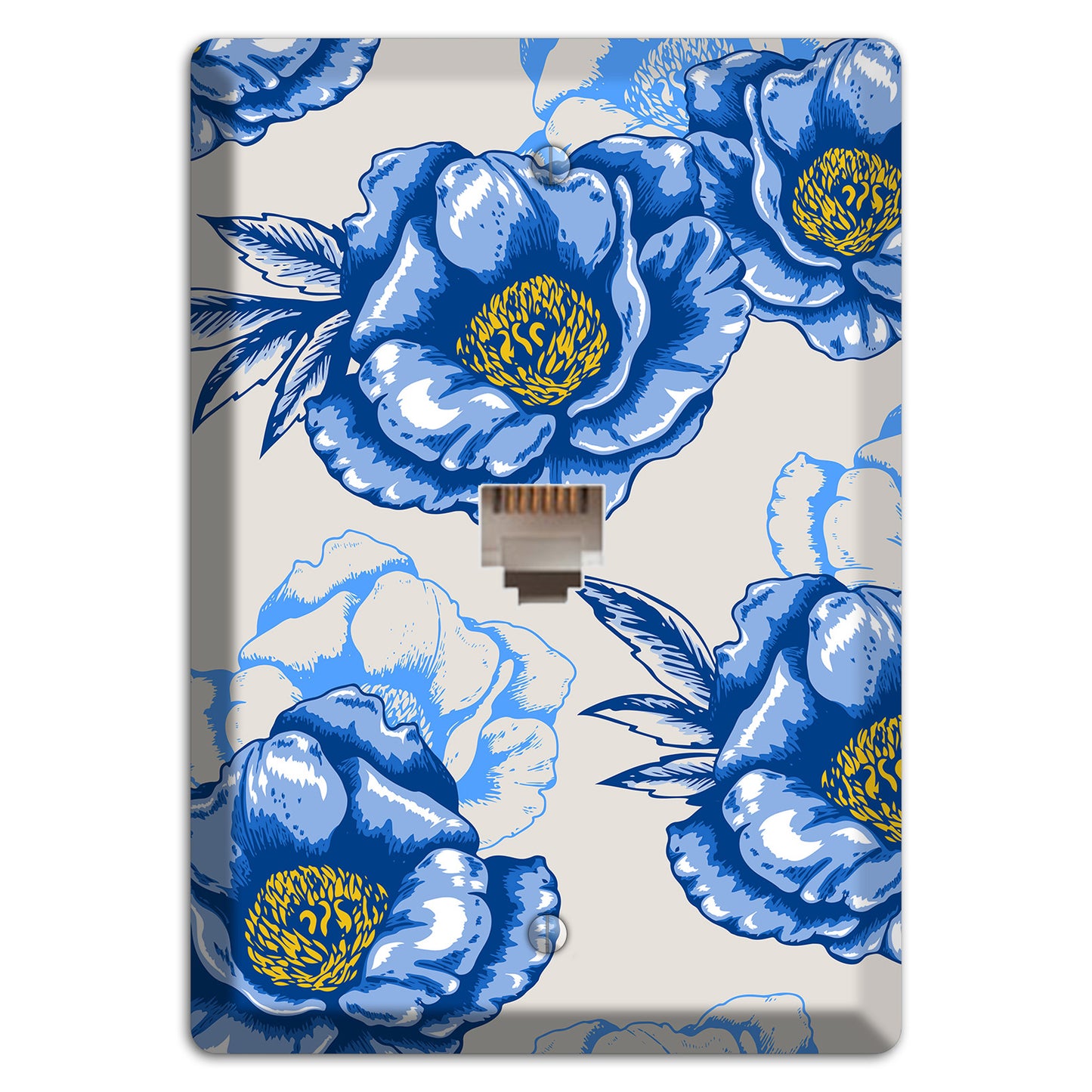 Blue Peony Phone Wallplate