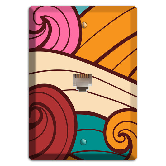 Abstract Curl Red & Cream Phone Wallplate