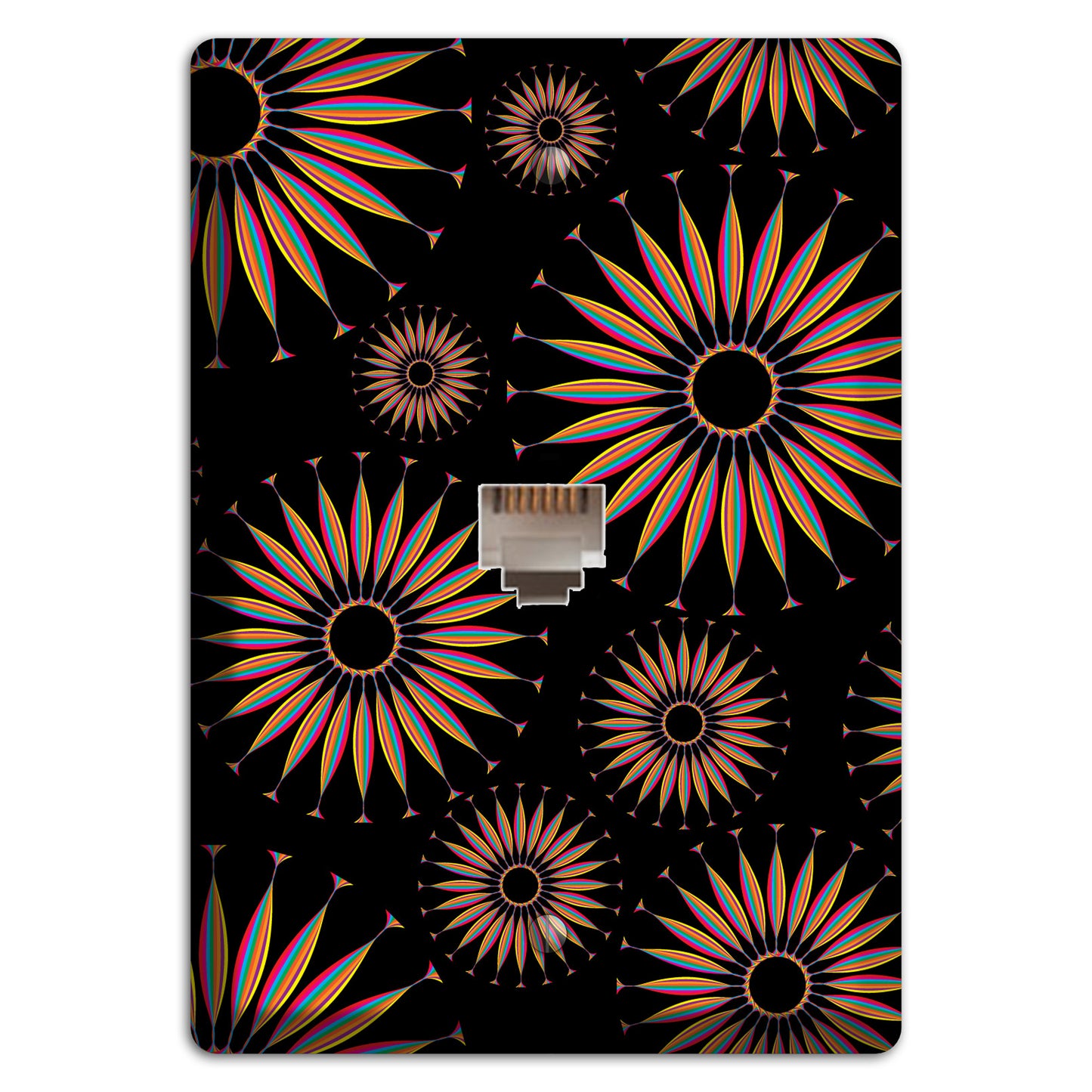 Black with Multi Suzani Phone Wallplate