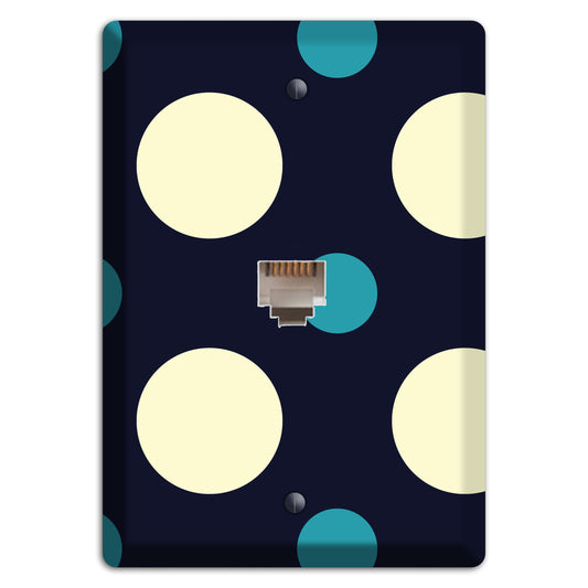 Black with Yellow and Teal Multi Medium Polka Dots Phone Wallplate