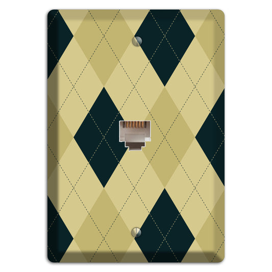 Beige and Yellow Argyle Phone Wallplate