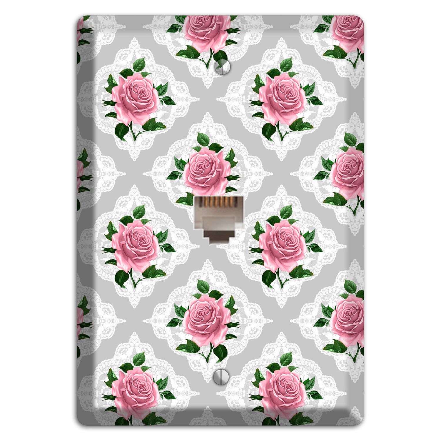 Gray Rose Doily Phone Wallplate