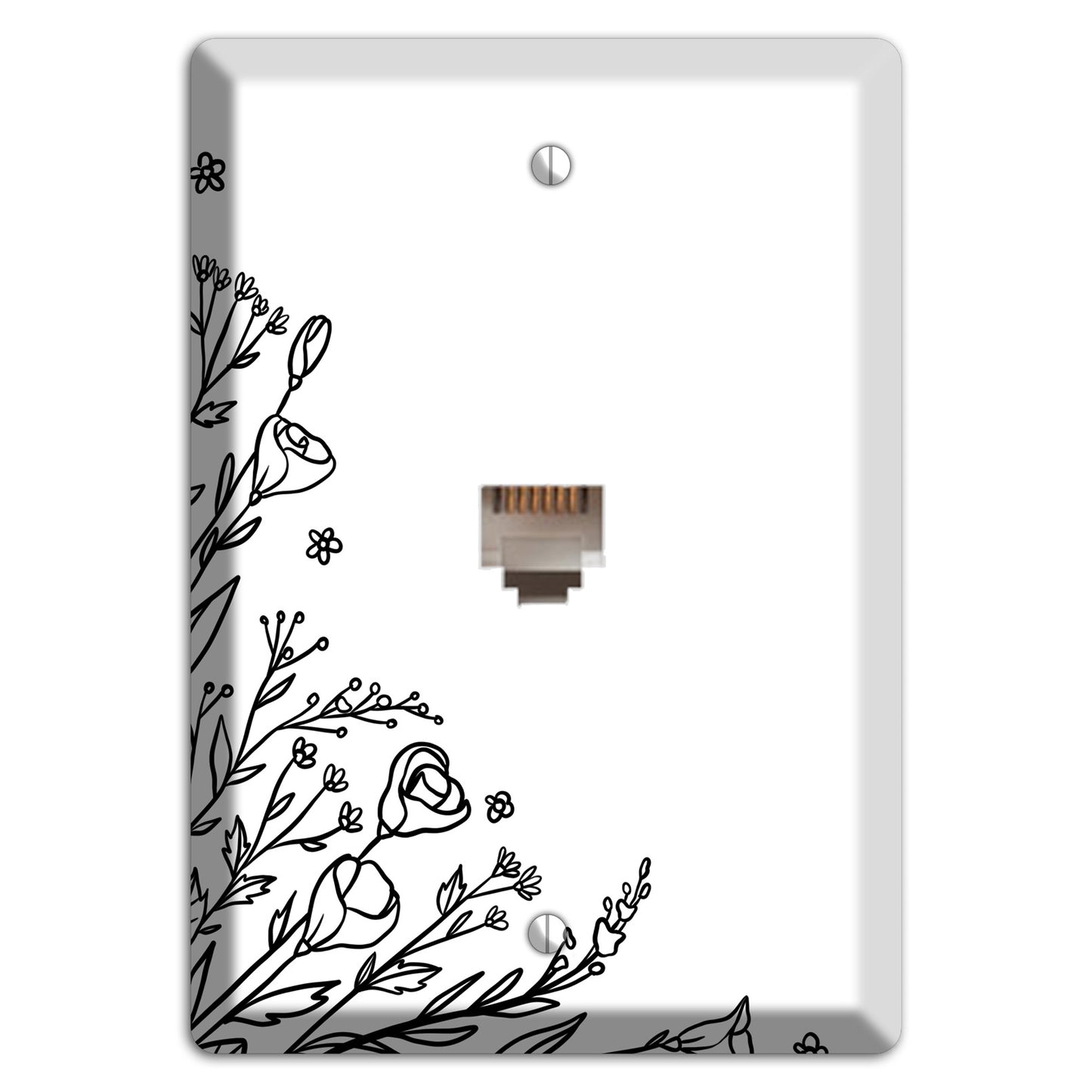 Hand-Drawn Floral 35 Phone Wallplate