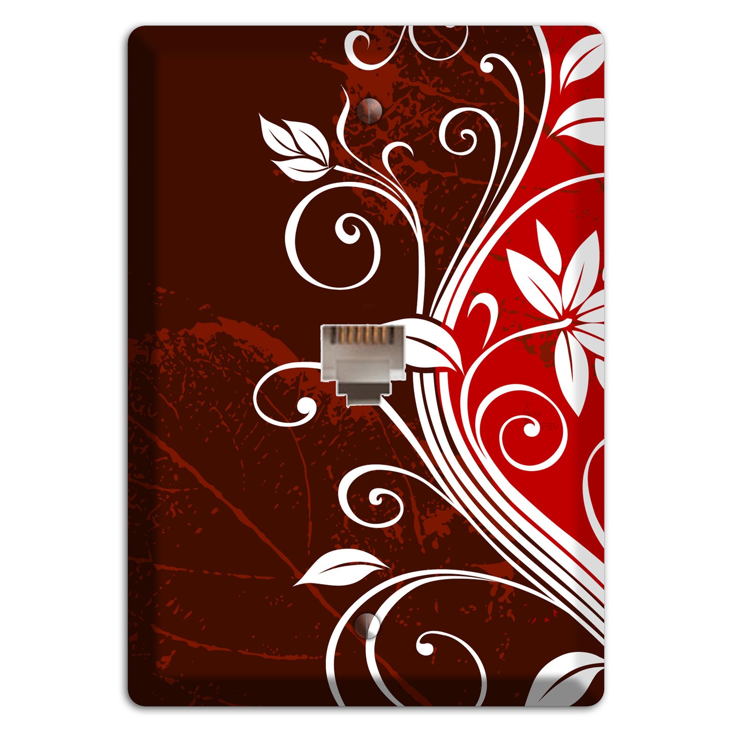 Burgundy and Red Deco Floral Phone Wallplate