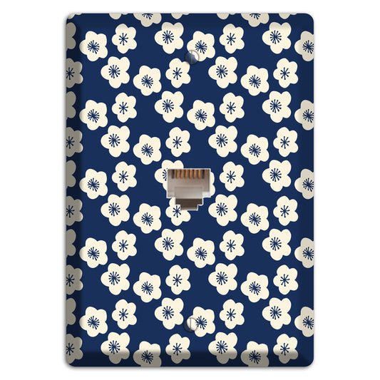 Navy Blossoms Phone Wallplate