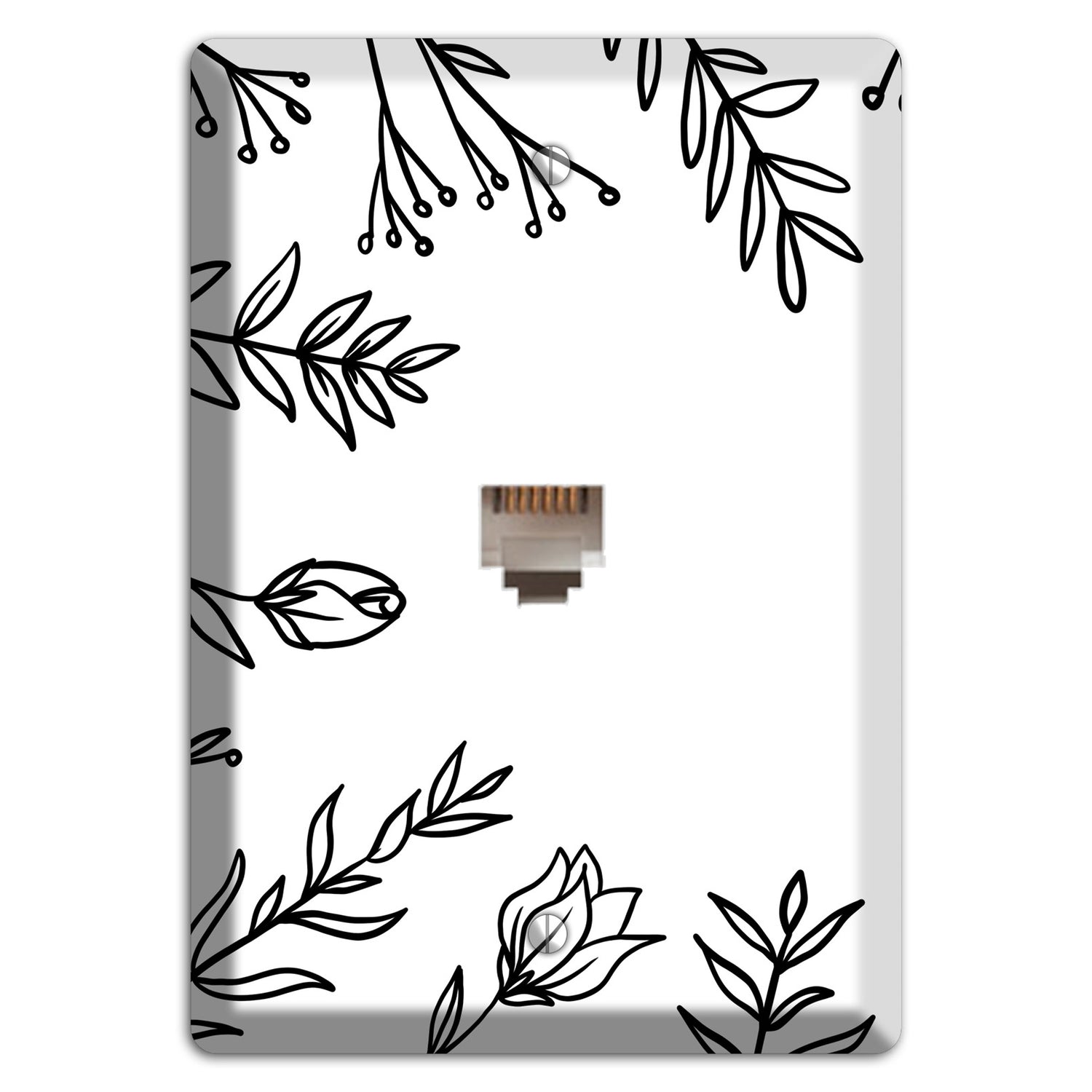 Hand-Drawn Floral 36 Phone Wallplate