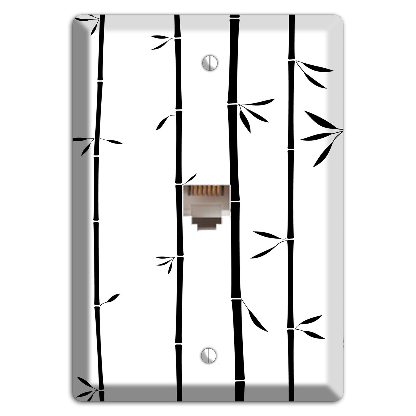 Black and White Bamboo Phone Wallplate