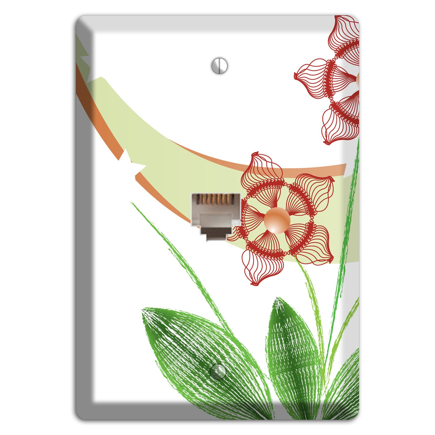 Green Abstract Flowers Phone Wallplate