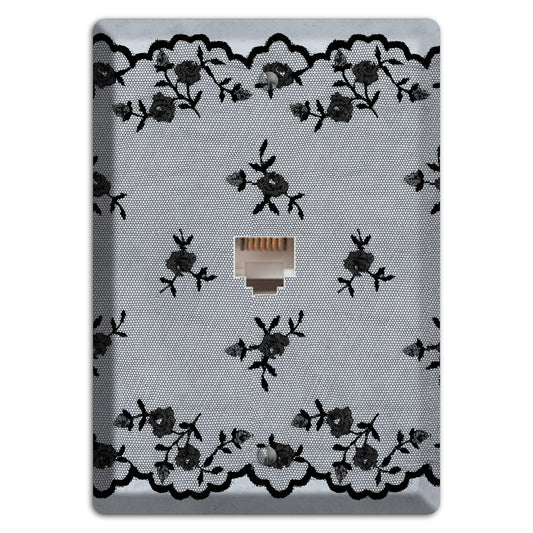 Embroidered Floral Gray Phone Wallplate