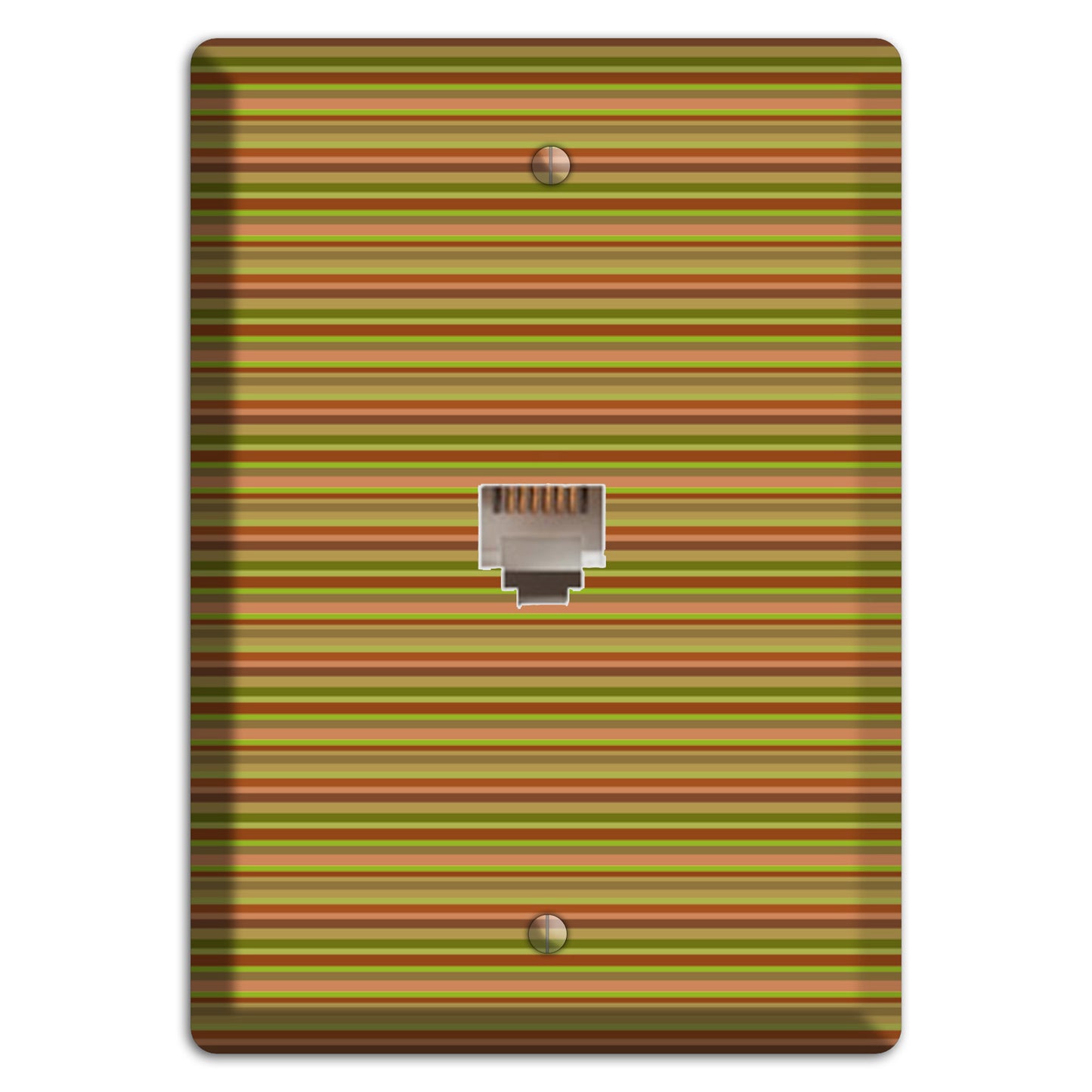 Multi Olive Burgundy Horizontal Stripes Phone Wallplate