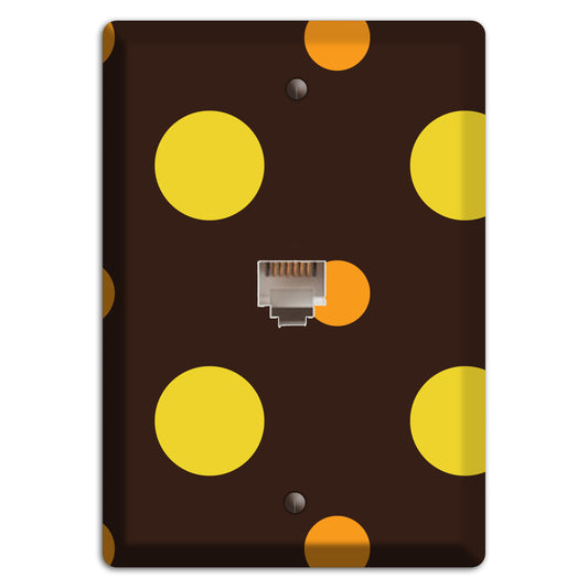 Black with Yellow and Orange Multi Medium Polka Dots Phone Wallplate