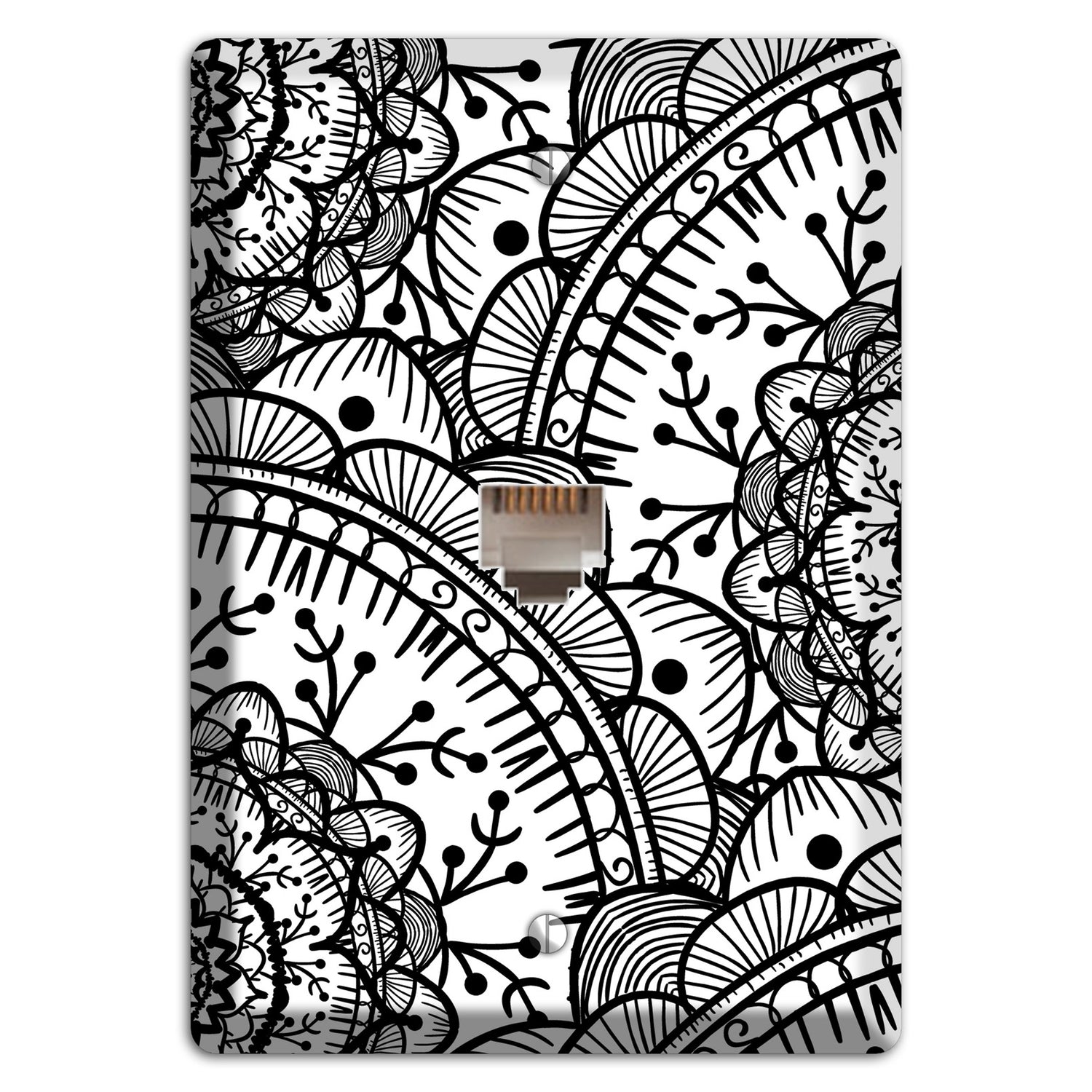 Mandala Black and White Style Q Cover Plates Phone Wallplate