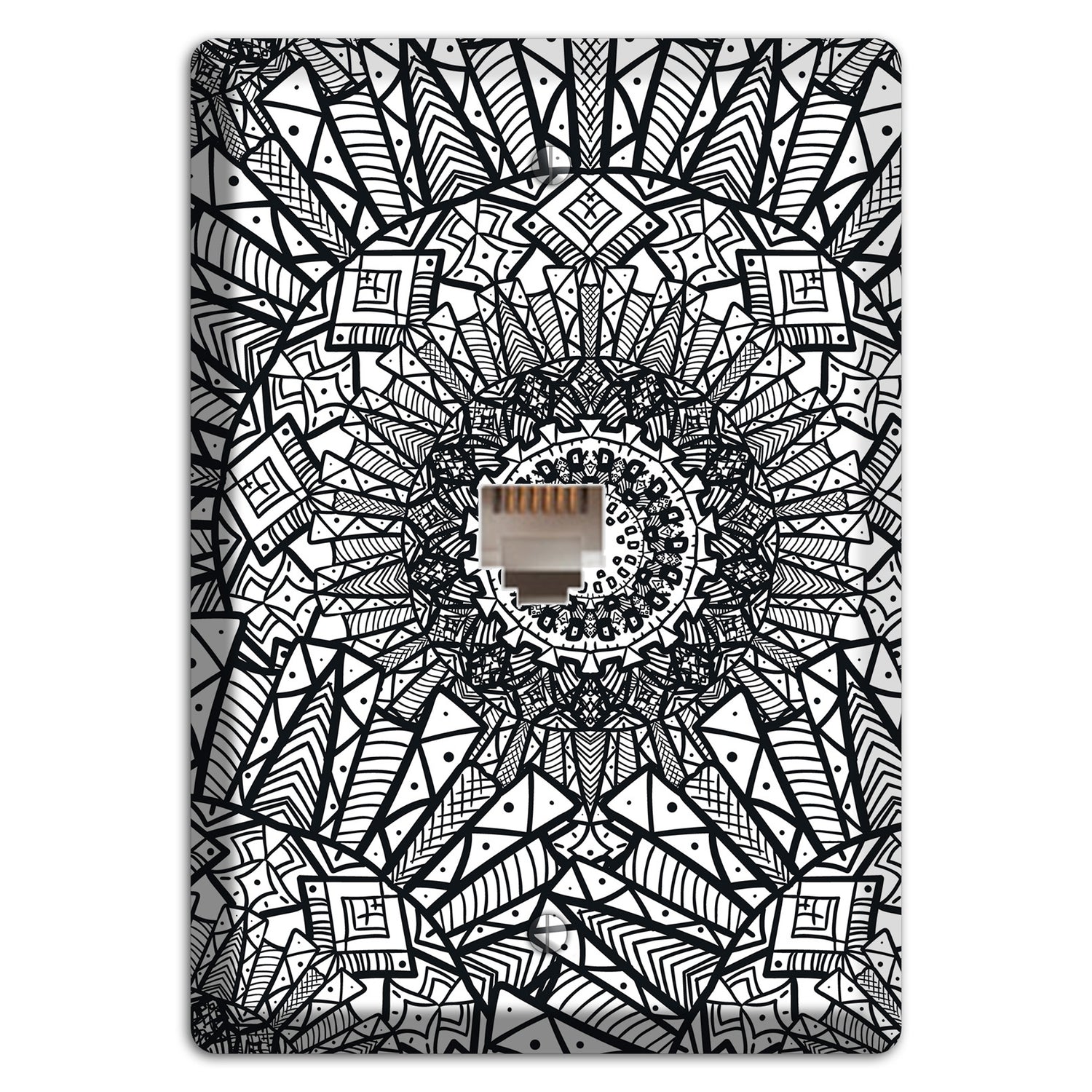 Mandala Black and White Style X Cover Plates Phone Wallplate