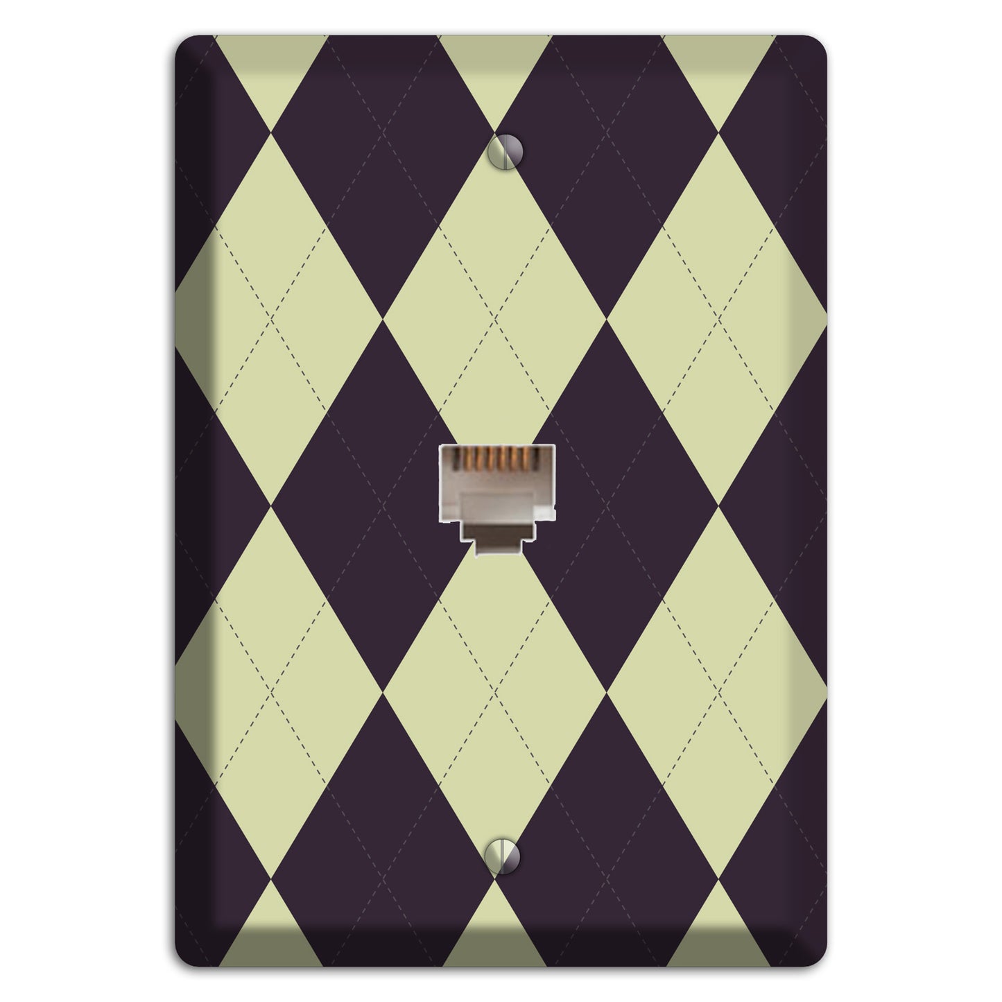 Beige Argyle Phone Wallplate