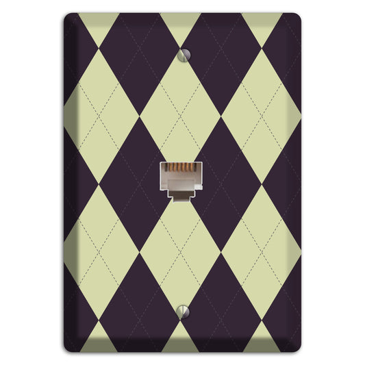 Beige Argyle Phone Wallplate