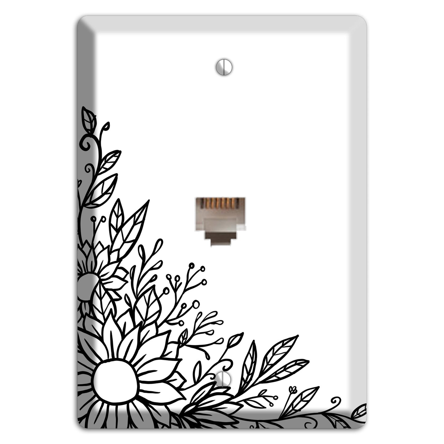 Hand-Drawn Floral 6 Phone Wallplate