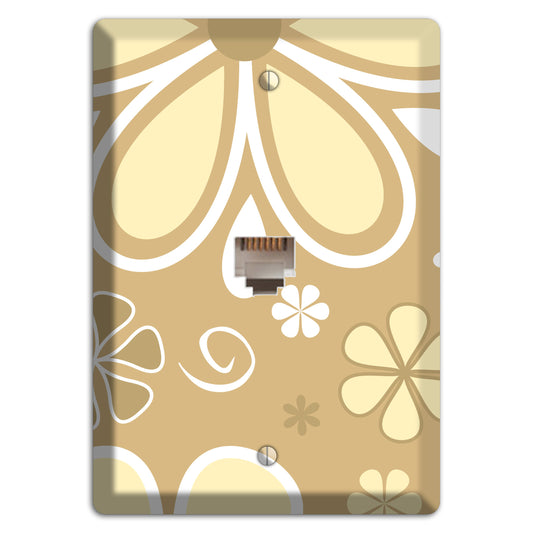 Beige Retro Flowers Phone Wallplate