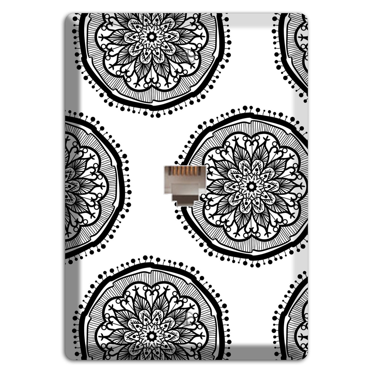 Mandala Black and White Style R Cover Plates Phone Wallplate