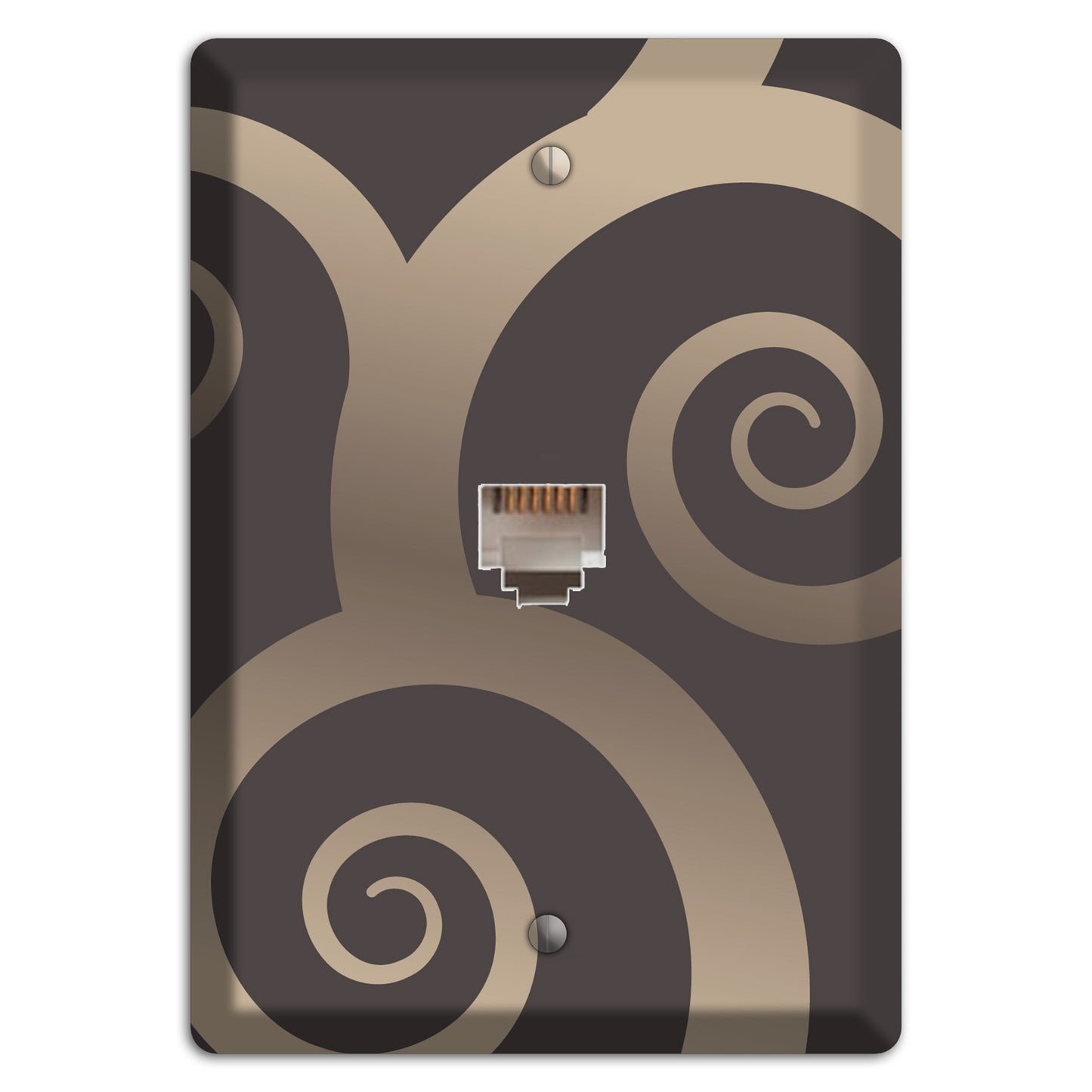 Brown with Beige Large Swirl Phone Wallplate