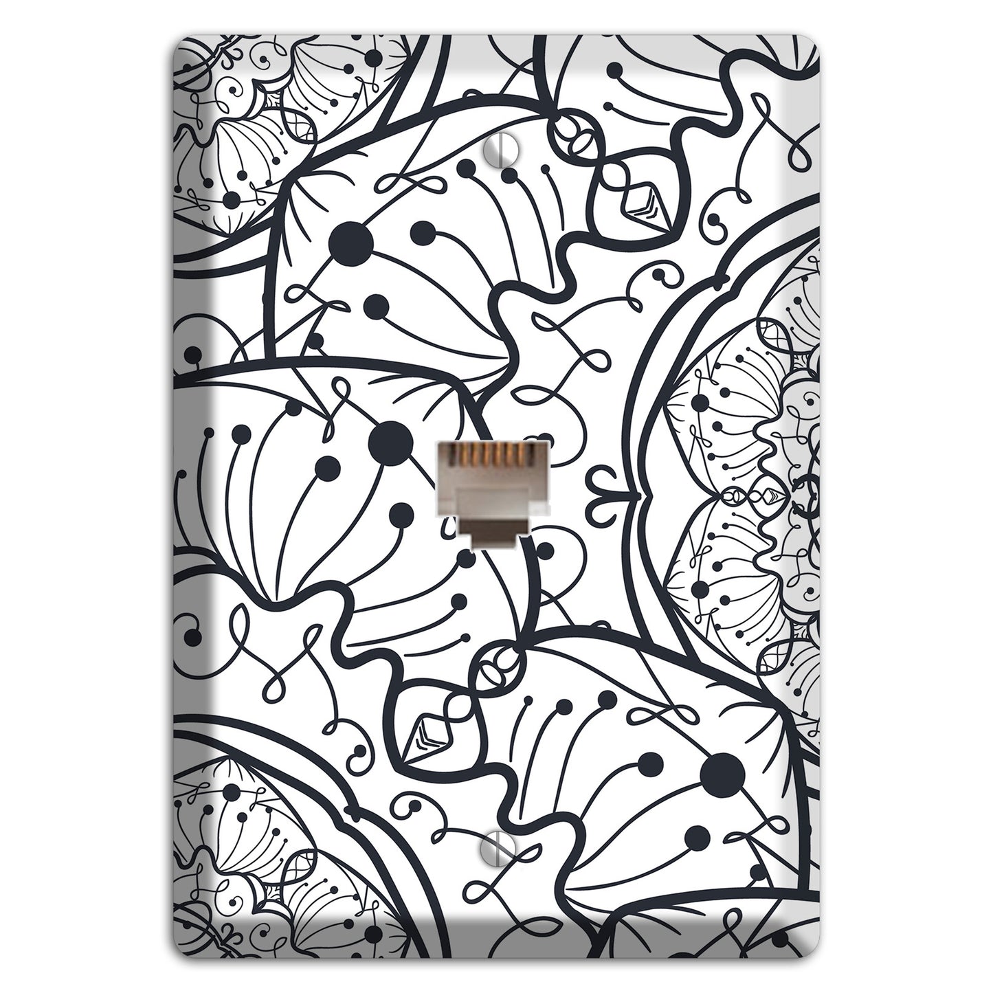 Mandala Black and White Style M Cover Plates Phone Wallplate