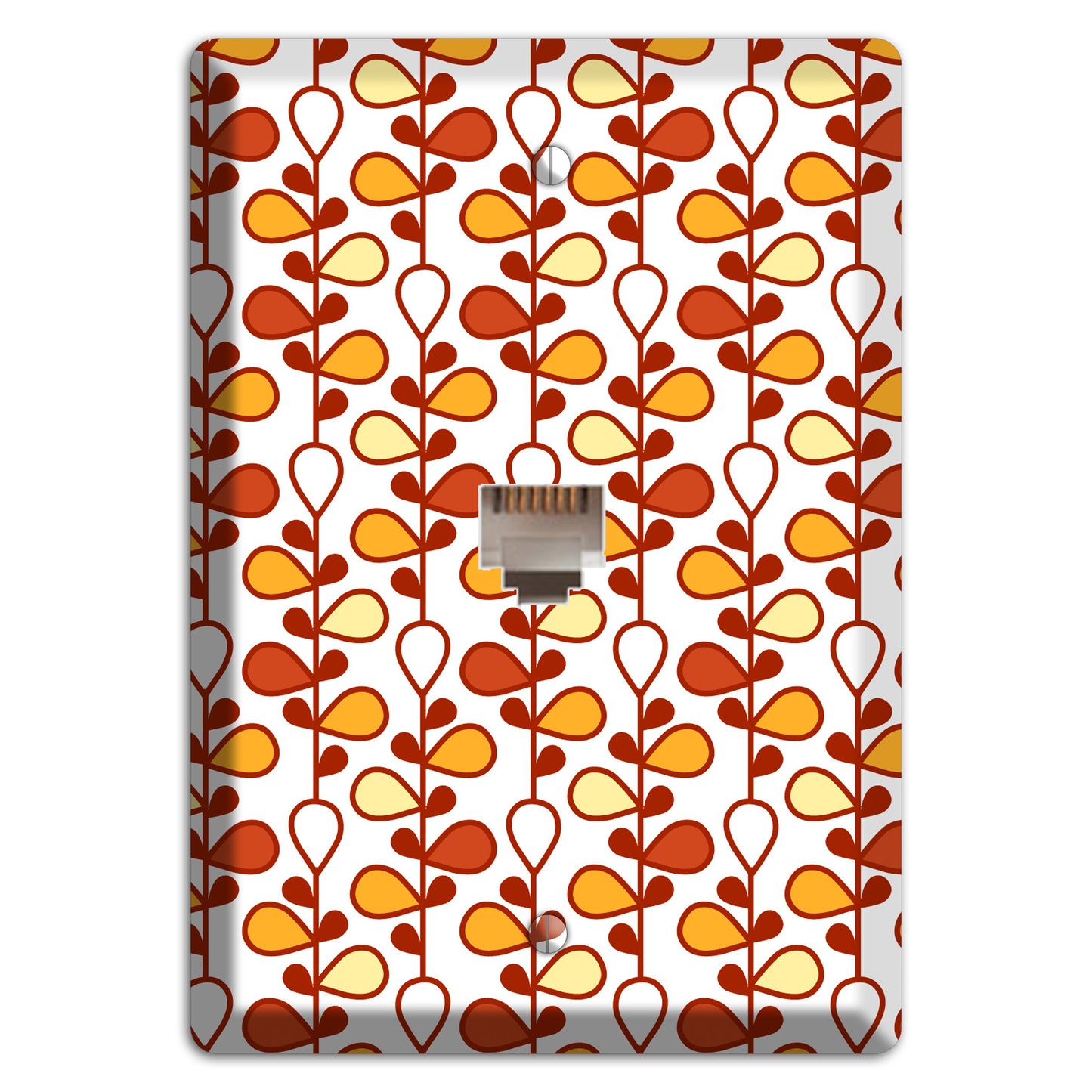 White with Red and Orange Drop and Vine Phone Wallplate